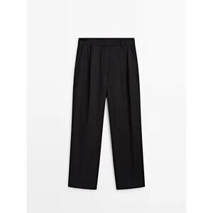 Massimo Dutti Cotton Darted Straight Fit Trousers - 4